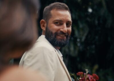 Groom reaction during the celebration
