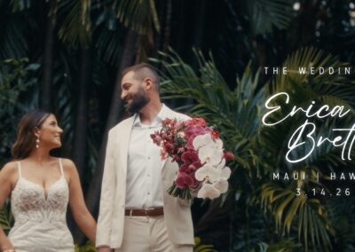 Tropical title frame from a Grand Wailea wedding film